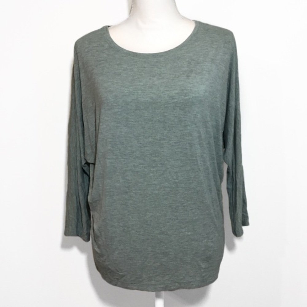 Sage Green Marled Stretch Loose Dolman Sleeve Top